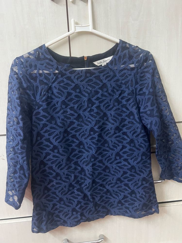 Laila Grace Blue Lace Top