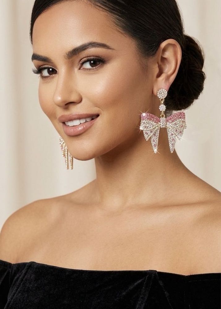 New Sparkly Bow Drop Earrings