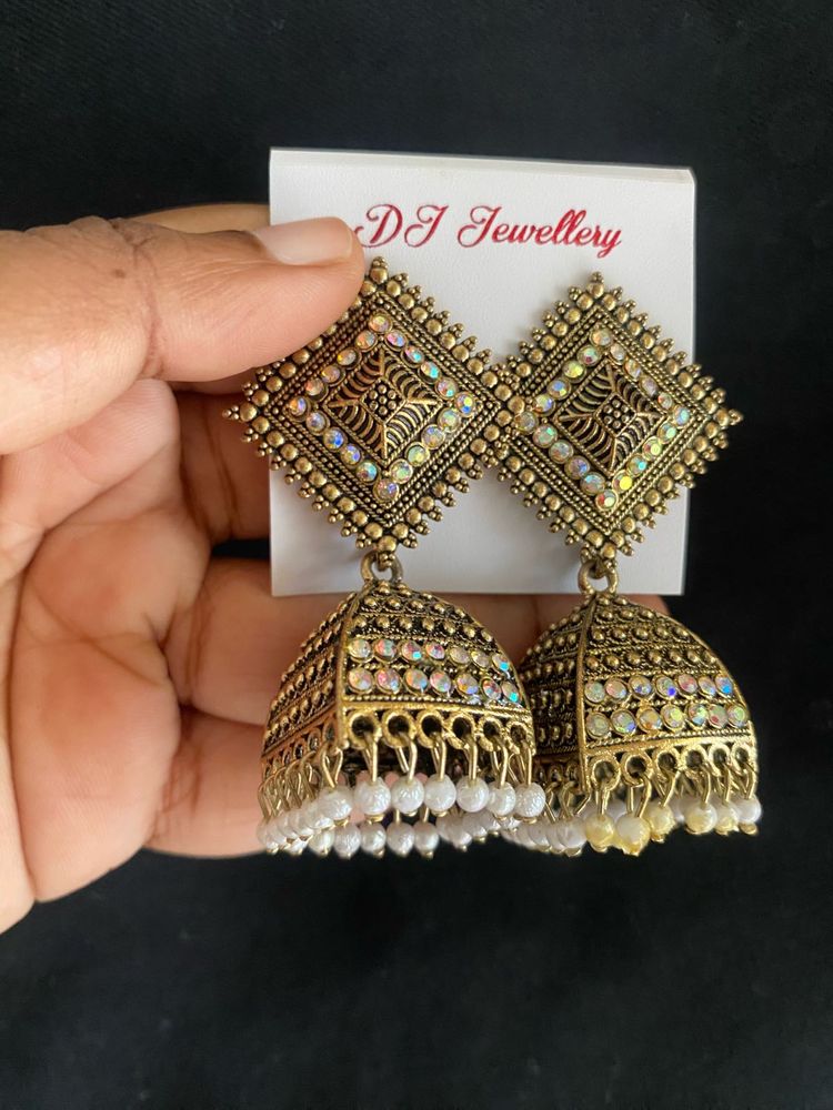 Stunning Jhumka Earrings with Pearl Drops🤩💗
