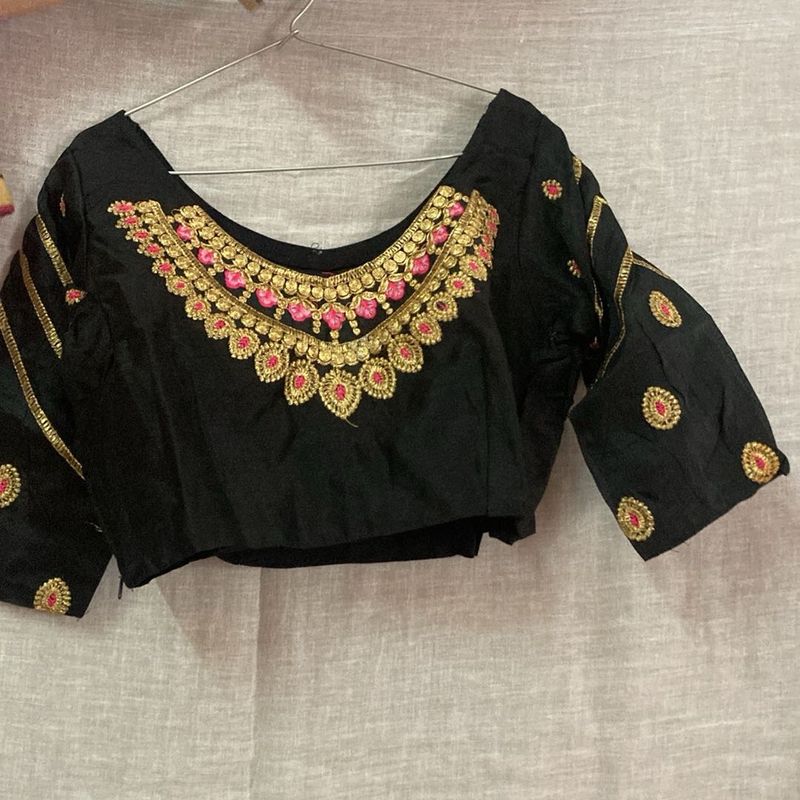 Embellished pink saree
