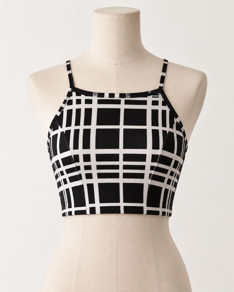 Monochrome Plaid Cropped Top