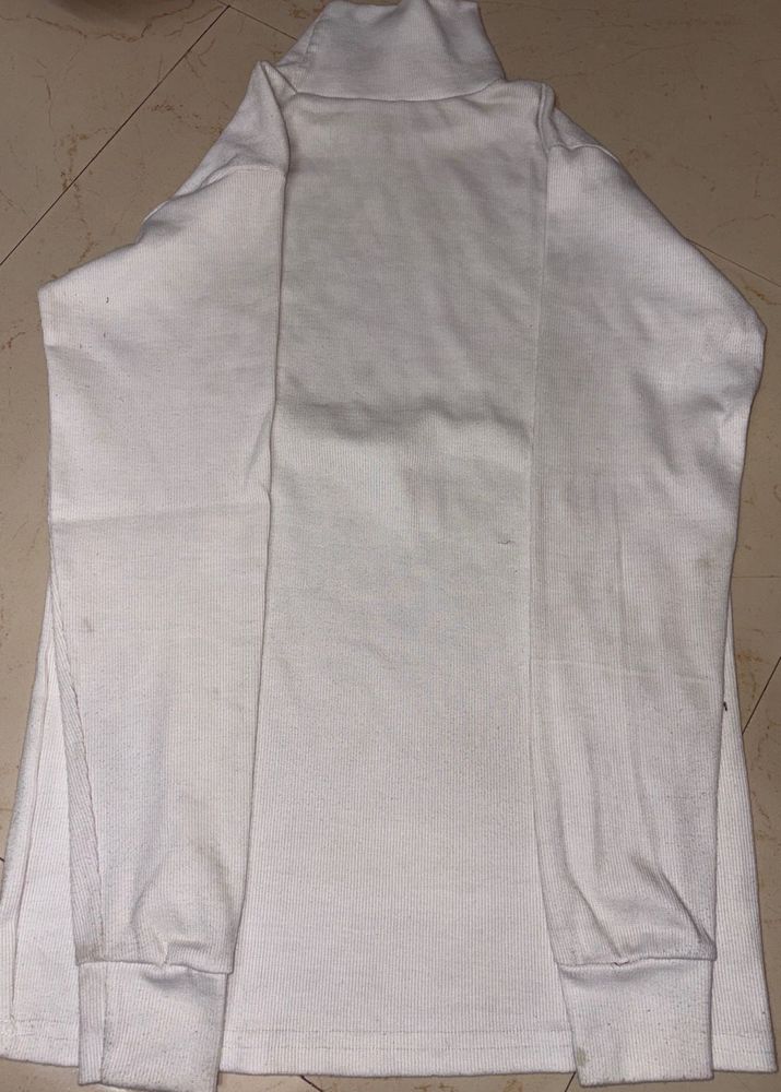 White Long Sleeve Turtleneck Top
