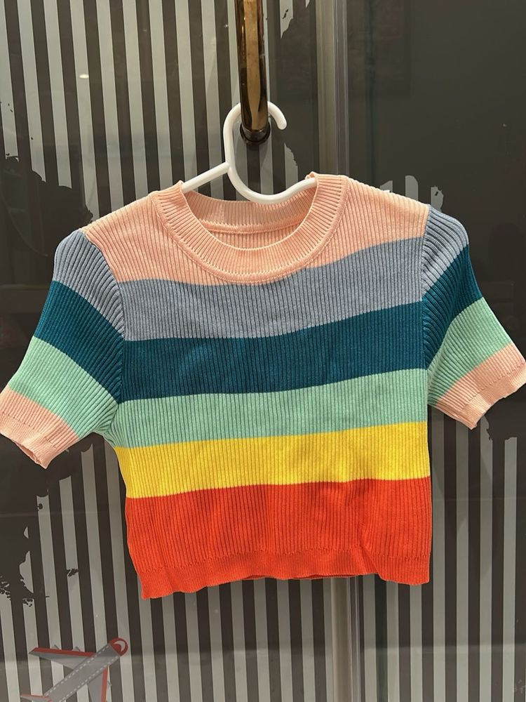 Striped Knit Crop Top