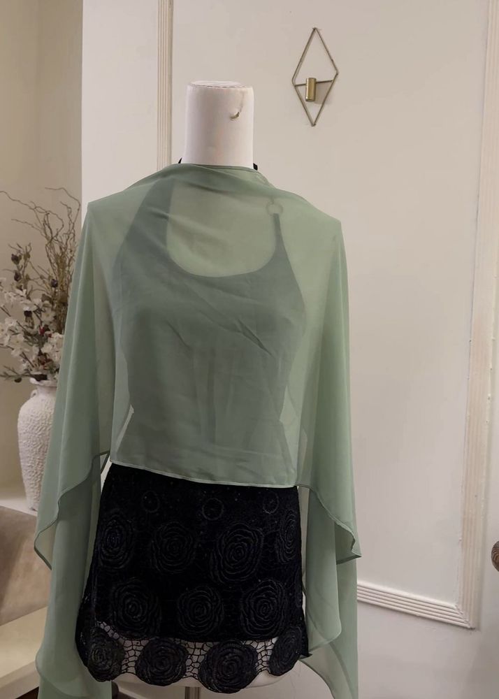 Elegant Sage Green Sheer Dupatta