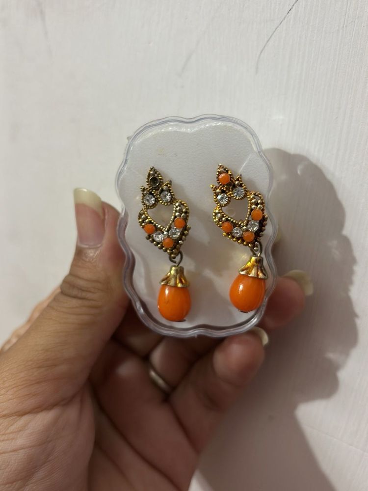Orange Stone Earrings