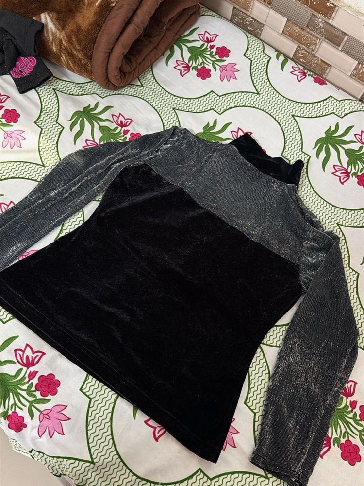 Velvet Turtleneck Top