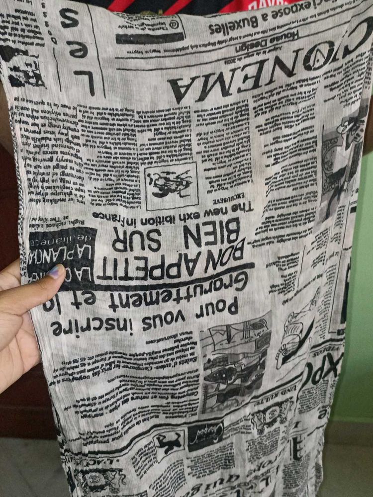 Chic Newspaper Print Scarf