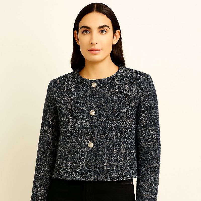 Chic Tweed Button-Up Jacket