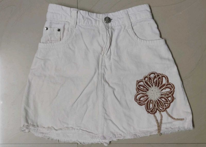 White Denim Skirt