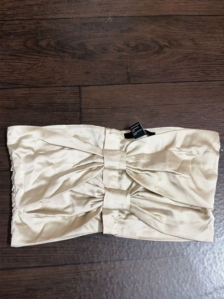 Elegant Cream Bow Detail Bandeau Top