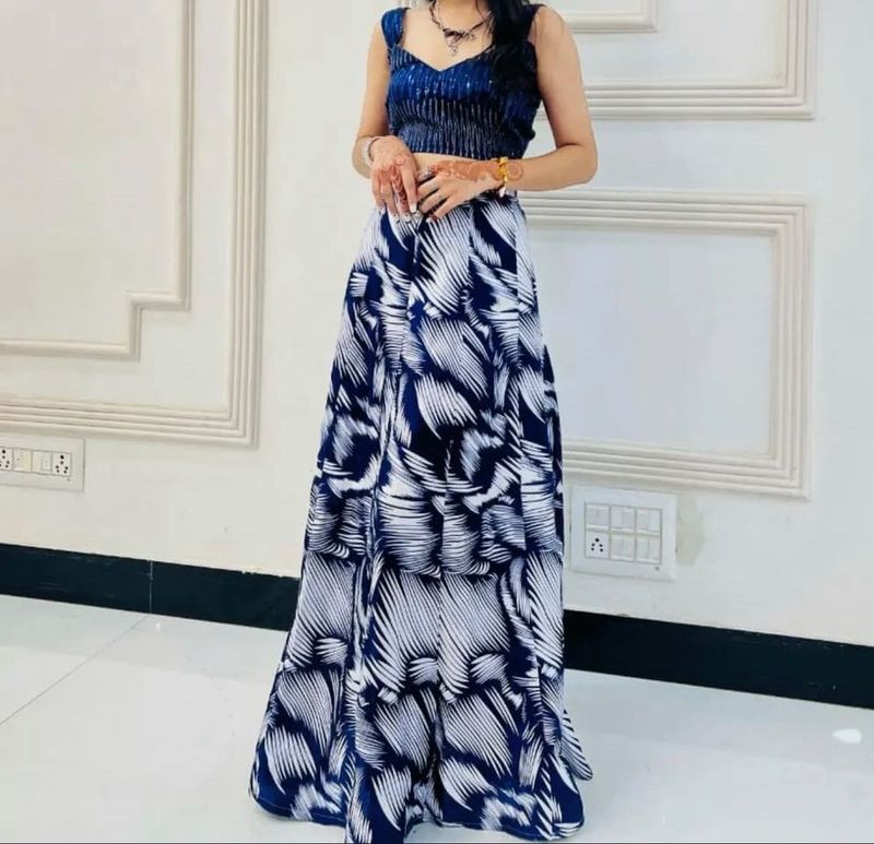 🦋Stylish Blue &amp; White Lehenga Set