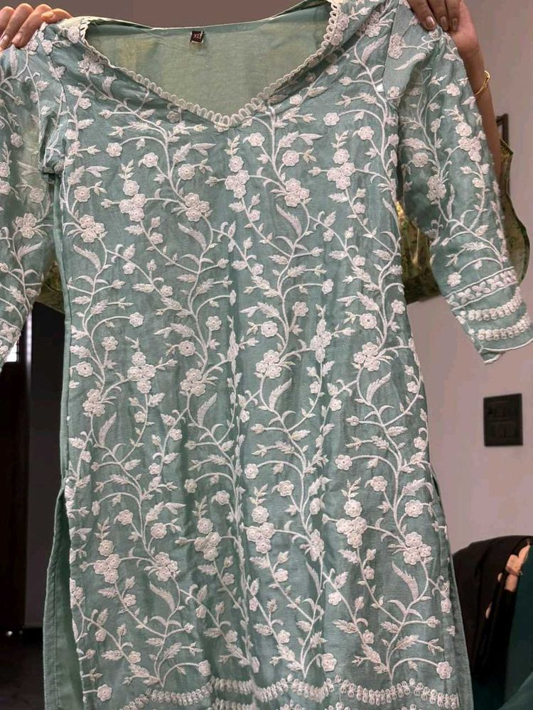 Elegant Embroidered Kurta Sharara Set