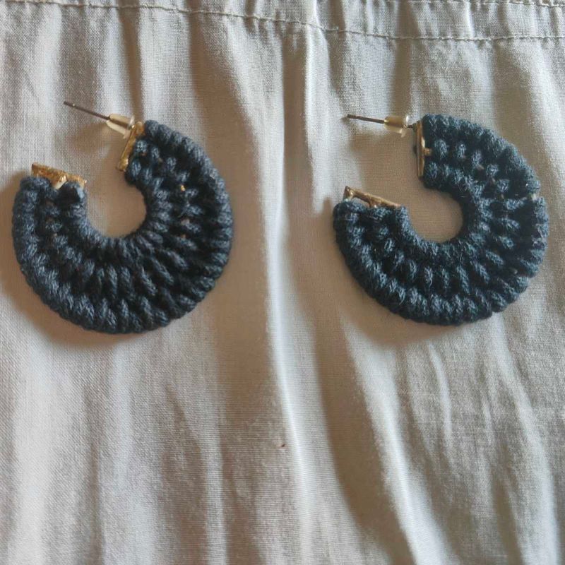 Black Crochet Hoop Earrings