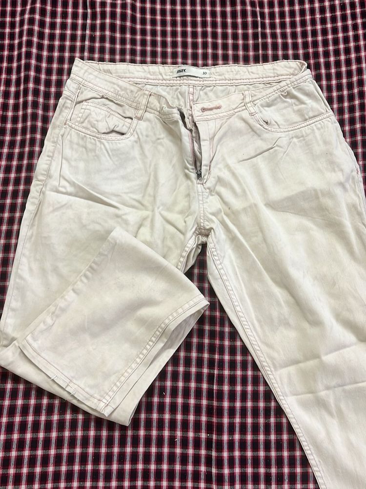 Light Beige Cargo Style Jeans