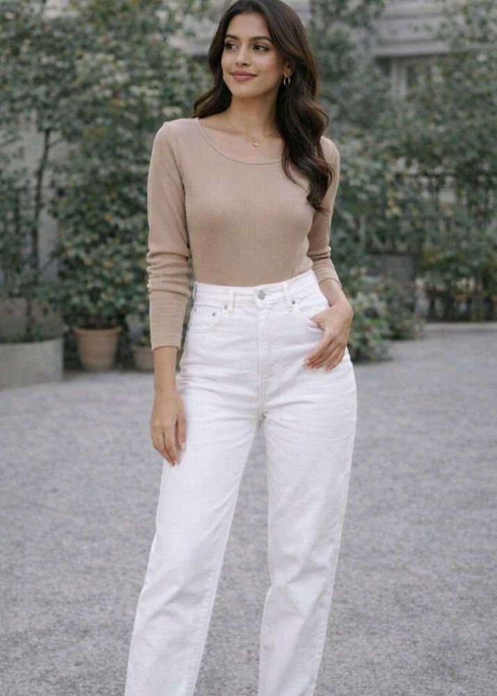 White Straight Leg Jeans