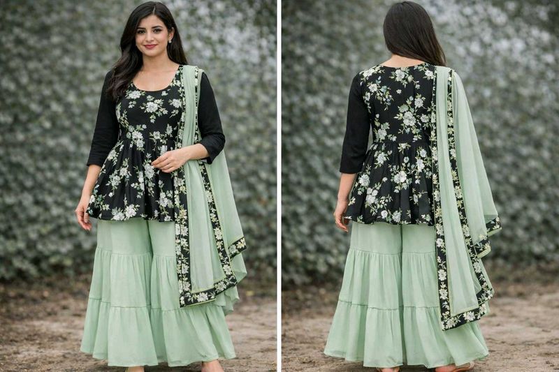 Floral Peplum Kurta Set