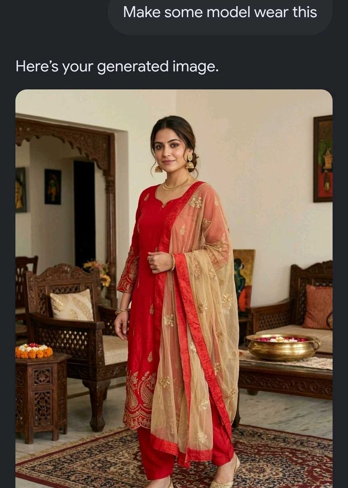 Elegant Red Kurta with Dupatta *"no lower*"