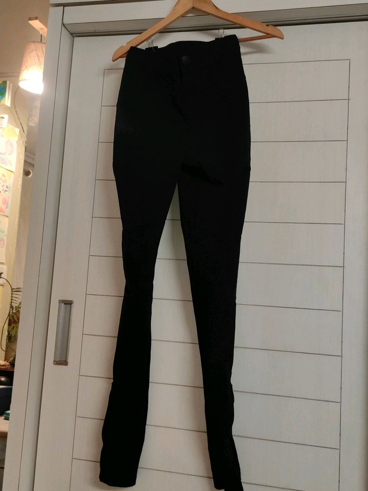 ZARA black trouser leggings stretch high waist