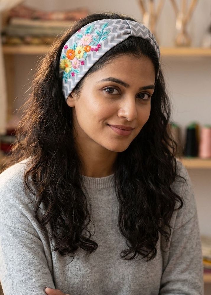 New Embroidered Floral Headband