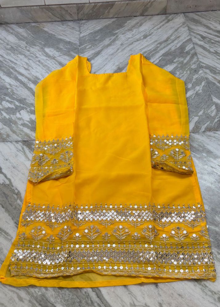 Yellow Kurta with Sequins Work