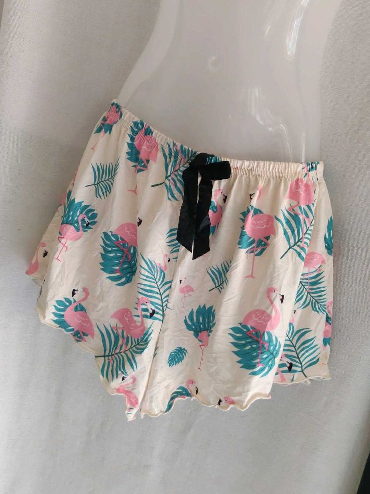 Cute Flamingo Print Pajama Shorts