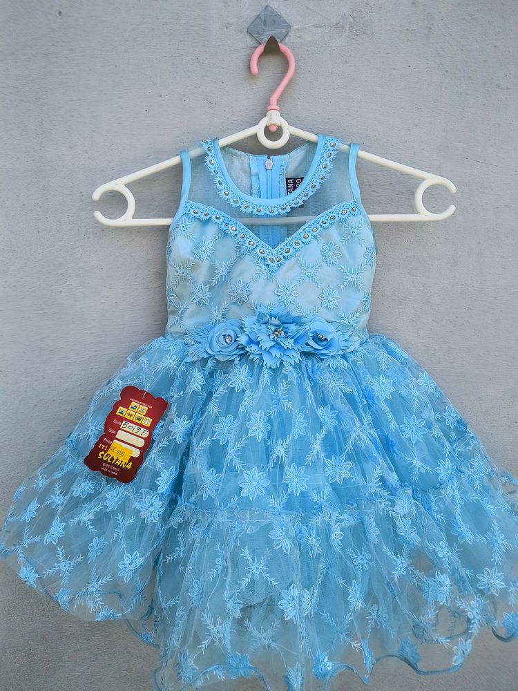 Beautiful Sky-blue Baby Girl Frock 💙