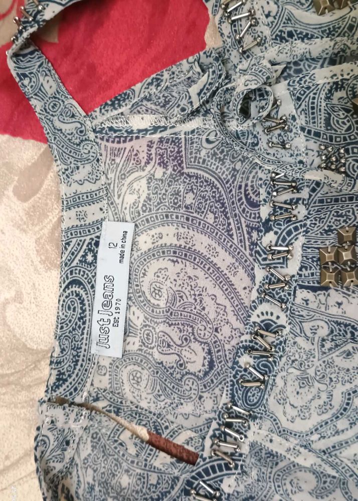 Embellished Paisley Print Top