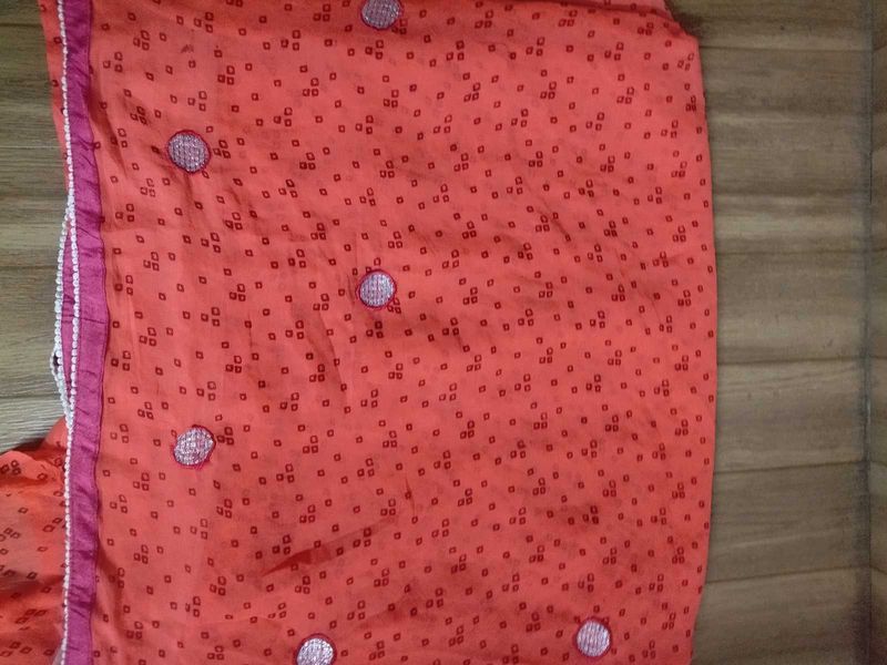 Vibrant Orange Ethnic Kurta with Mirror Work