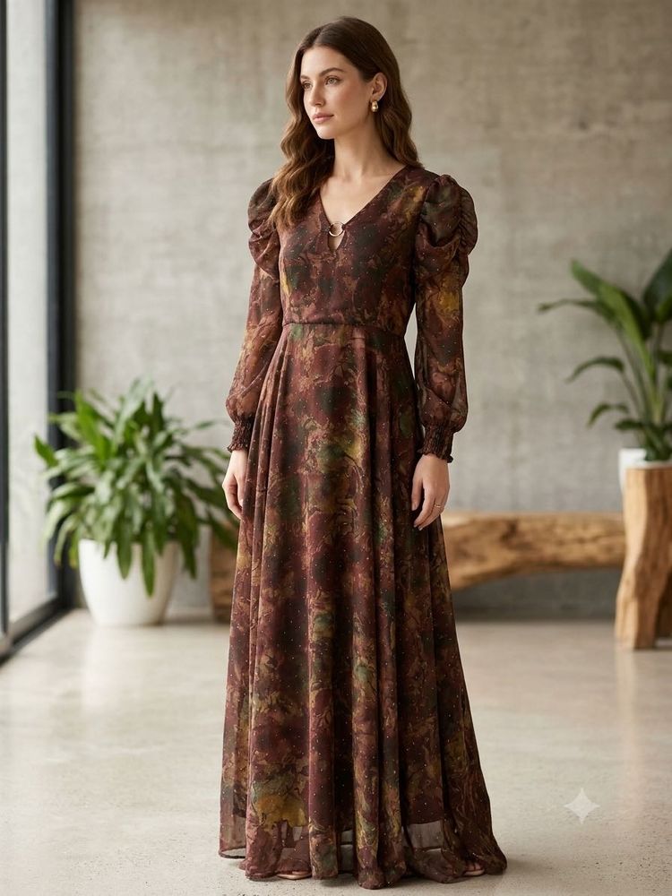 Elegant Floral Print Maxi Dress