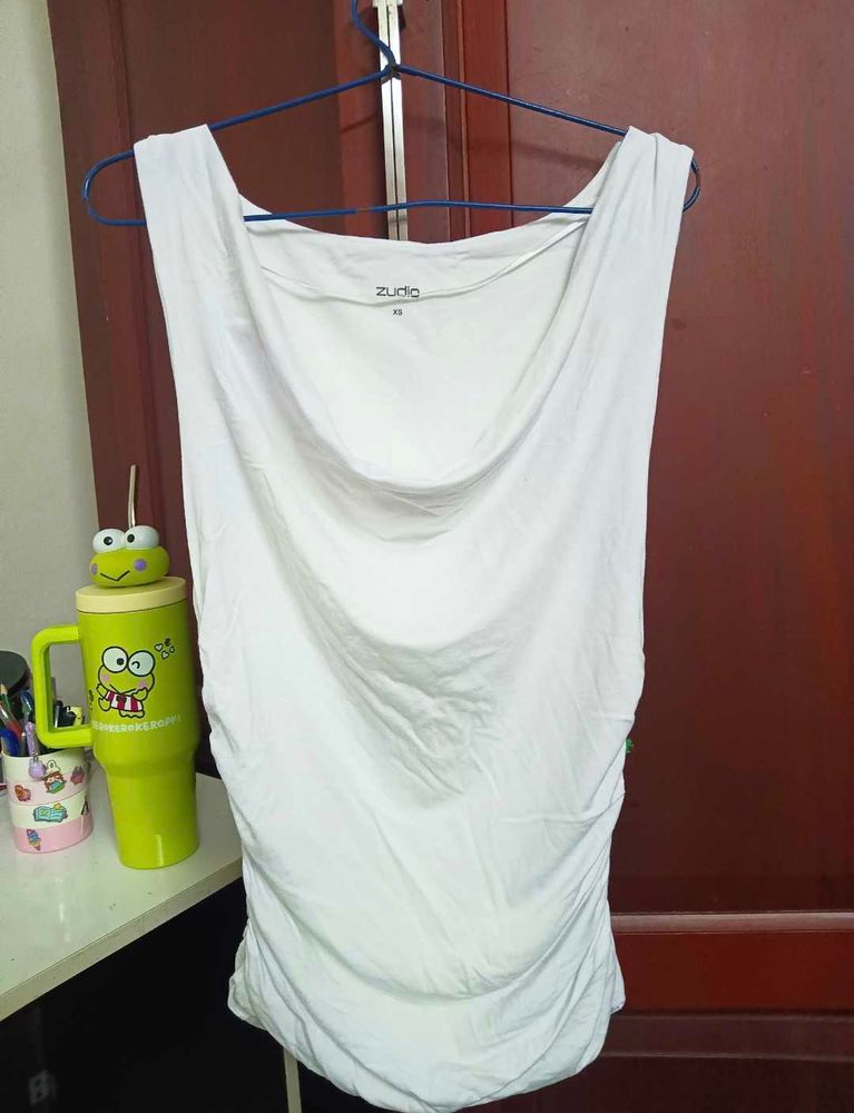 Women's White Ruched Tank Top
