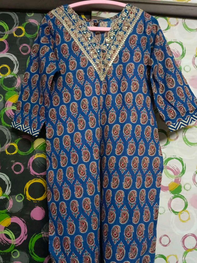 Stylish Blue Printed Kurta