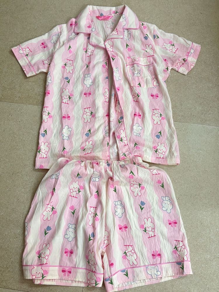 Cute Bunny Print Pajama Set