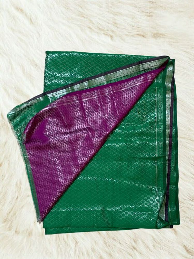 Green Purple Banarasi Silk Saree