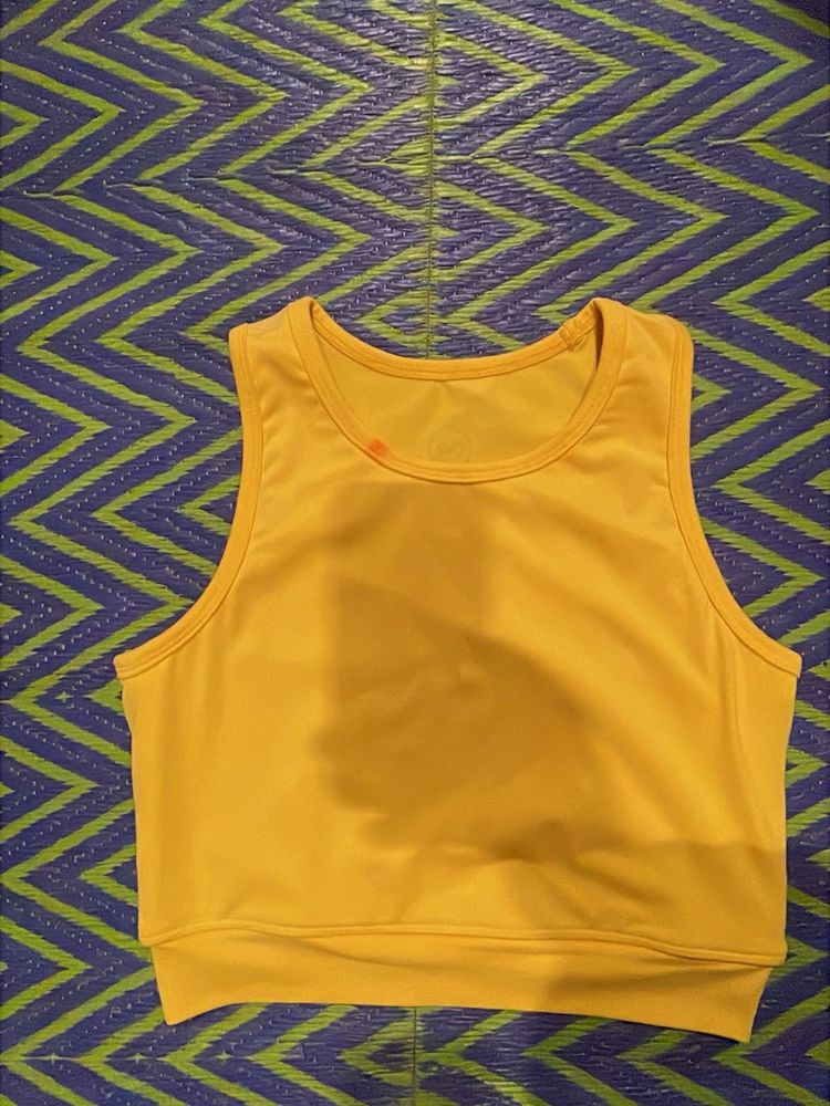 Yellow Cropped Tank Top