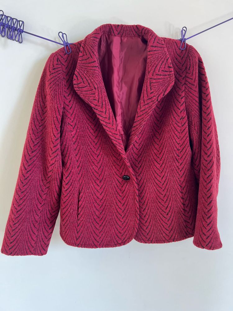 Women's Red Textured Blazer