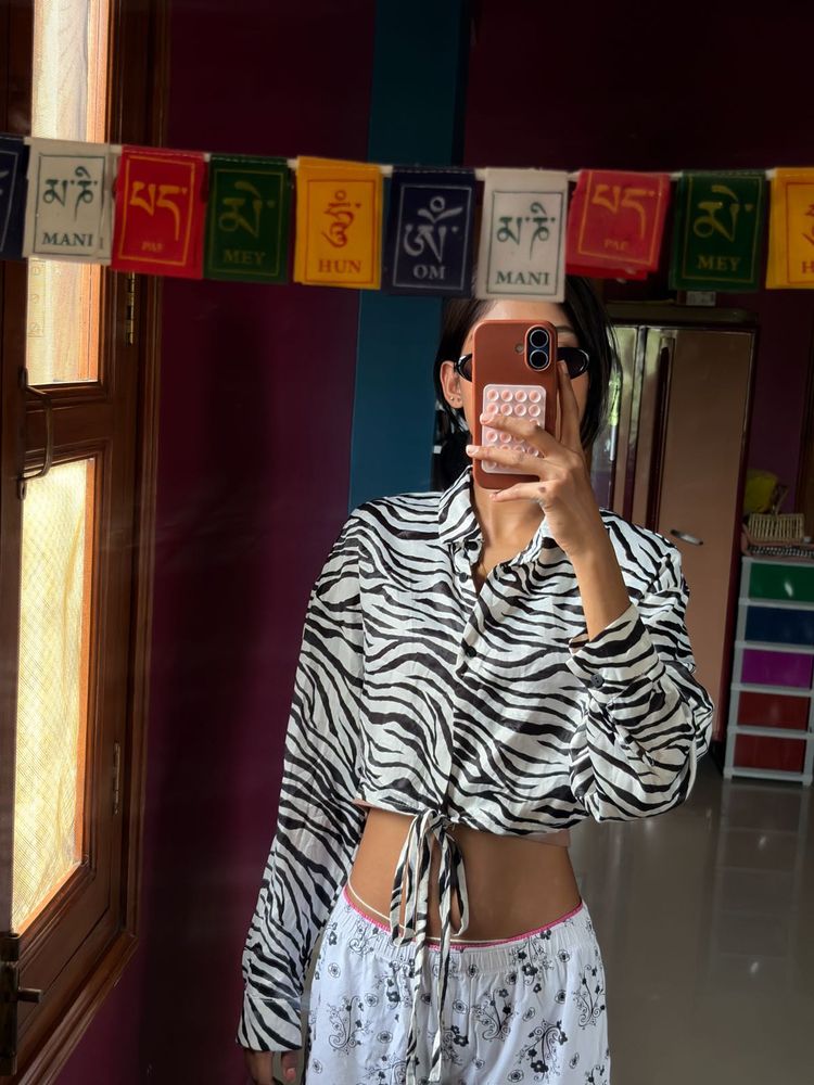 Zebra Print Cropped Shirt