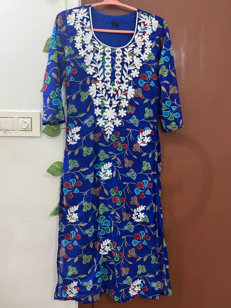 Beautiful Blue Embroidered Kurta