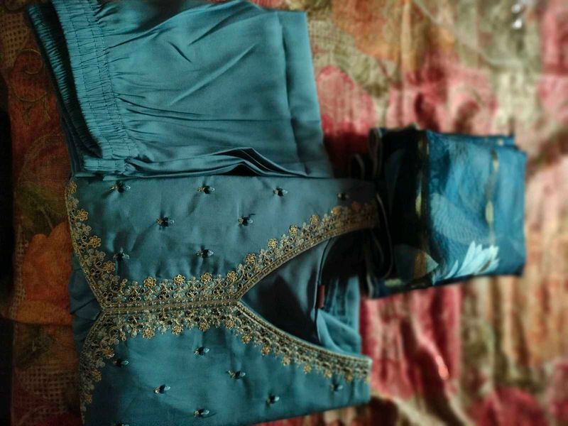 Teal Embroidered Kurta Set