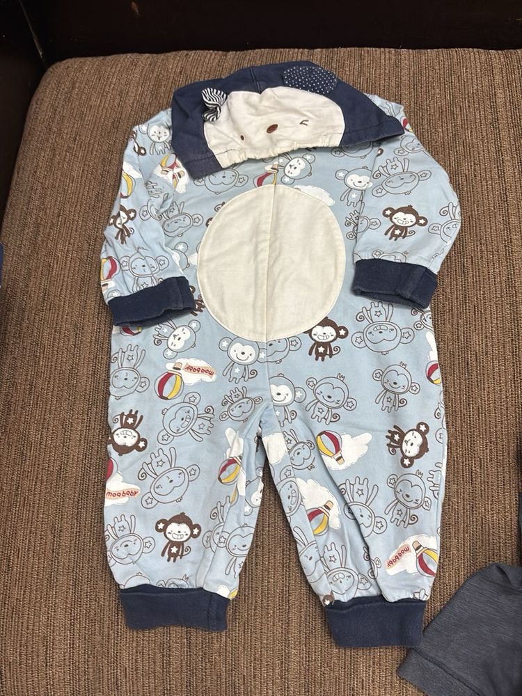 Baby Blue Monkey Print Onesie