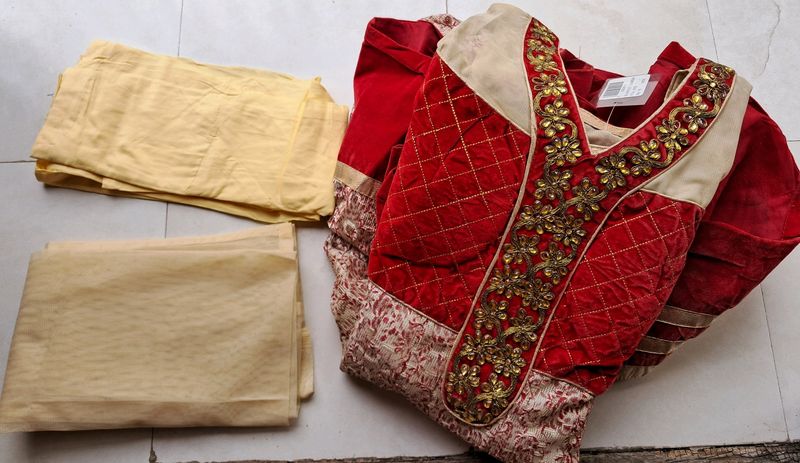 Anarkali Red Velvet SALWAR SUIT