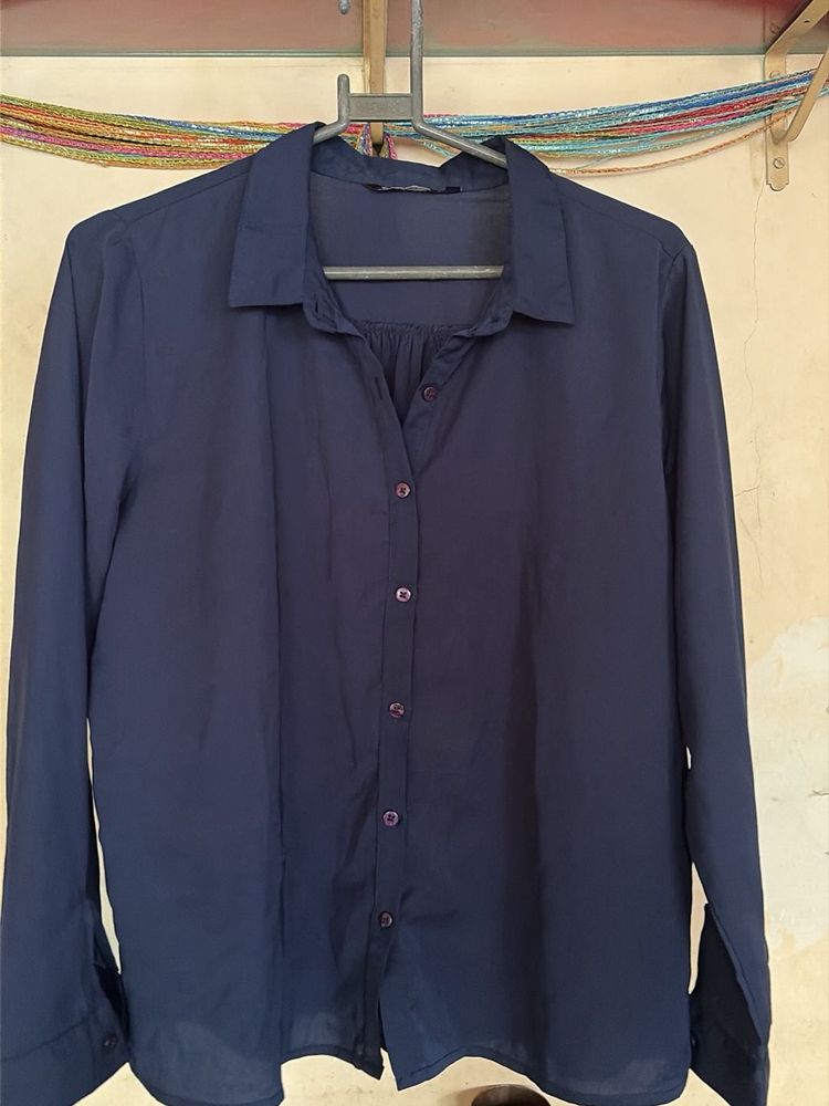 Classic Navy Blue Button-Up Shirt