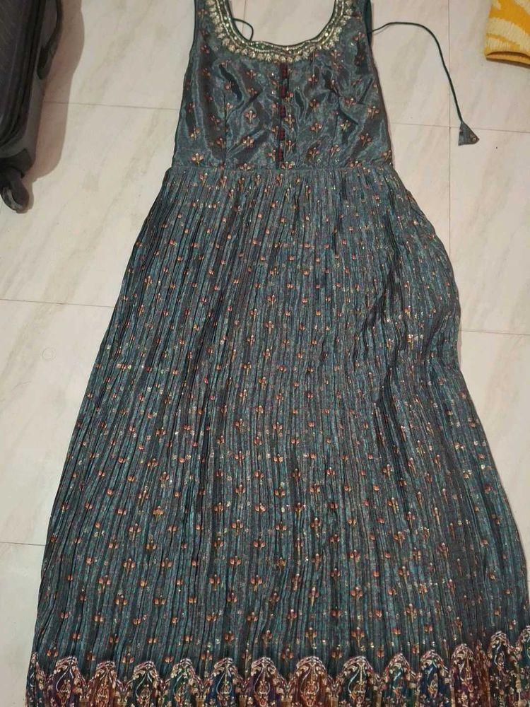 Elegant Ethnic Gown with Embellished Neckline
