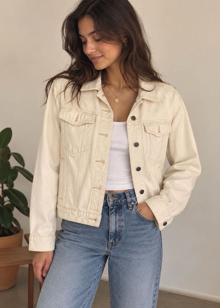 M&amp;S White Denim Jacket