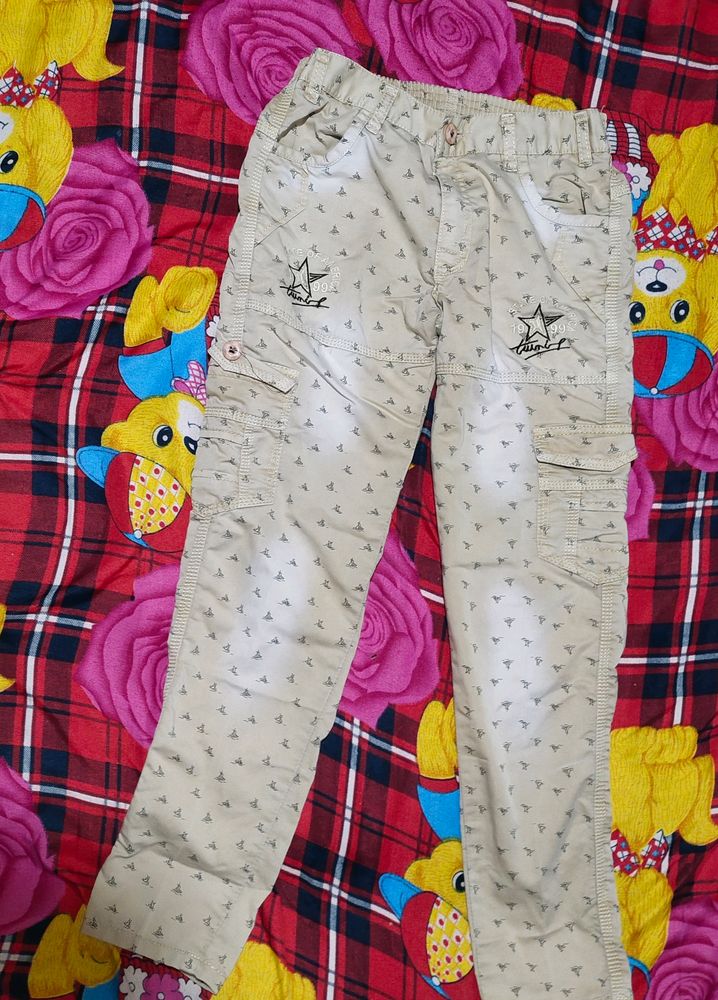 Tan Cargo Pants with Star Detail