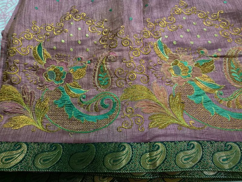 Once Used Very Pretty Saree Full Embroidery,