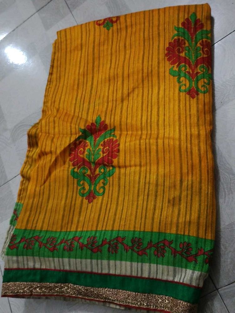 Yellow Embroidered Saree
