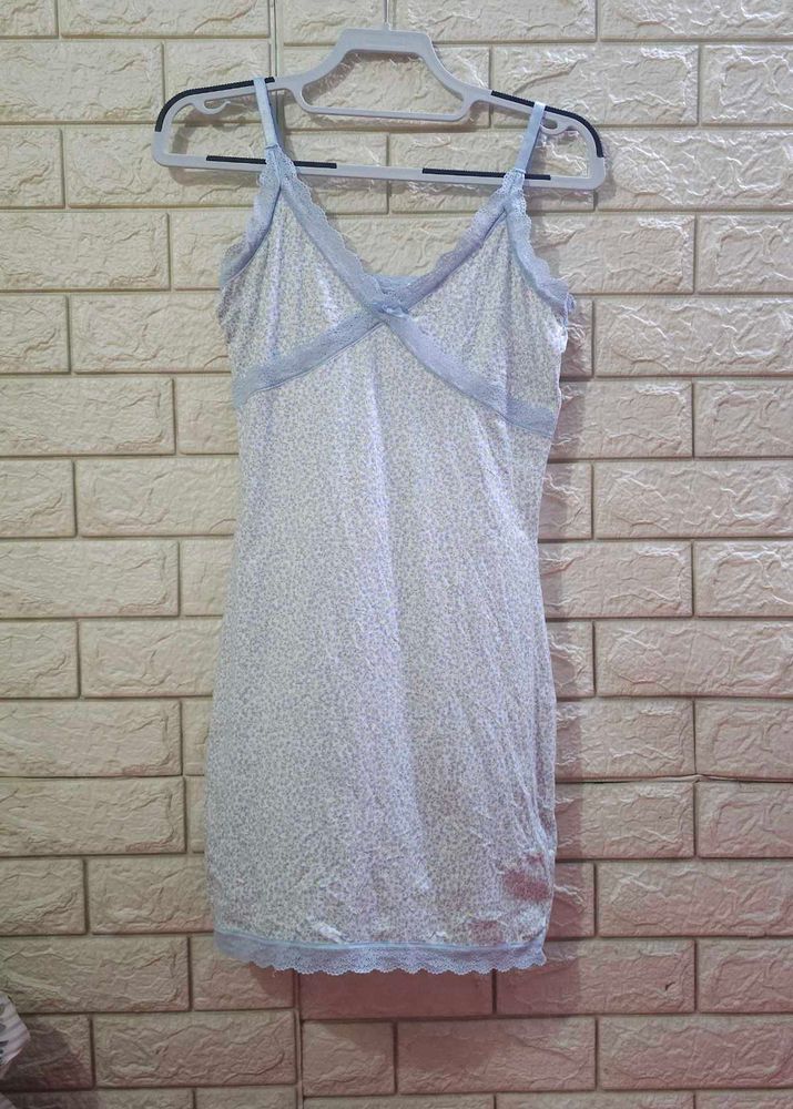 H&amp;M Ditsy Floral Lace-Trim Mini Slip Dress