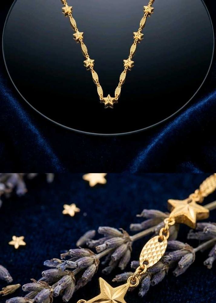 Gold Star Necklace set with earrings