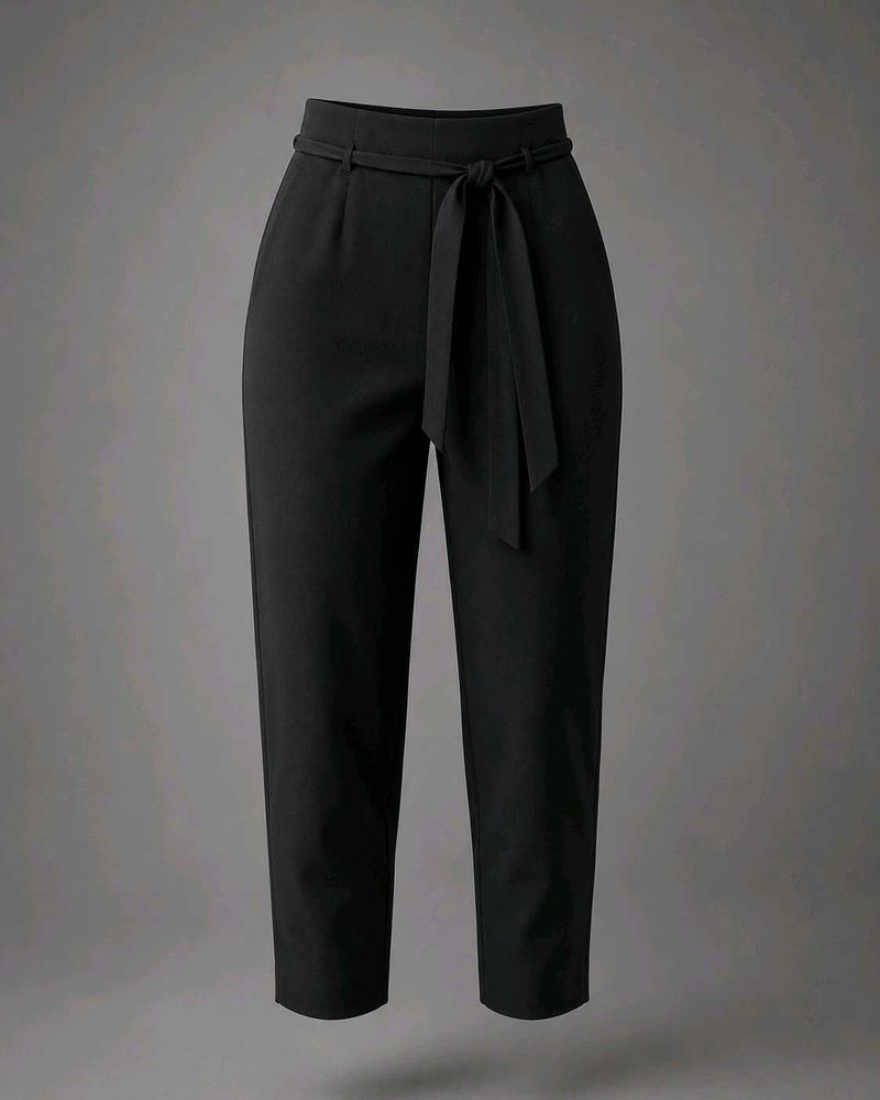 Black Formal Pants with Waist tie