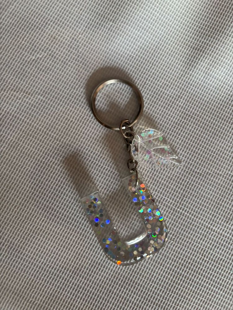 Sparkly Letter J Keychain